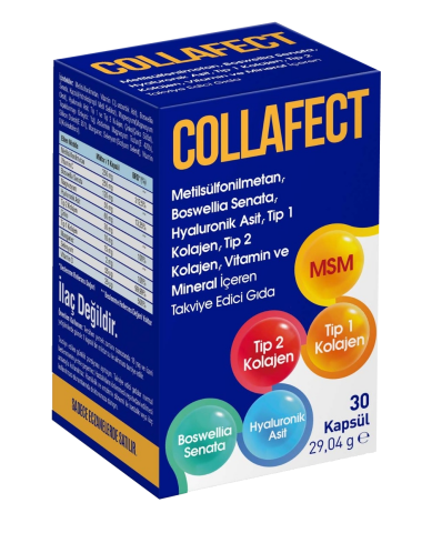 COLLAFECT 30 Kapsül (MSM, TİP I & TİP II Kollajen,Hyaluronik Asit, Magnezyum, Vitamin ve Mineraller)